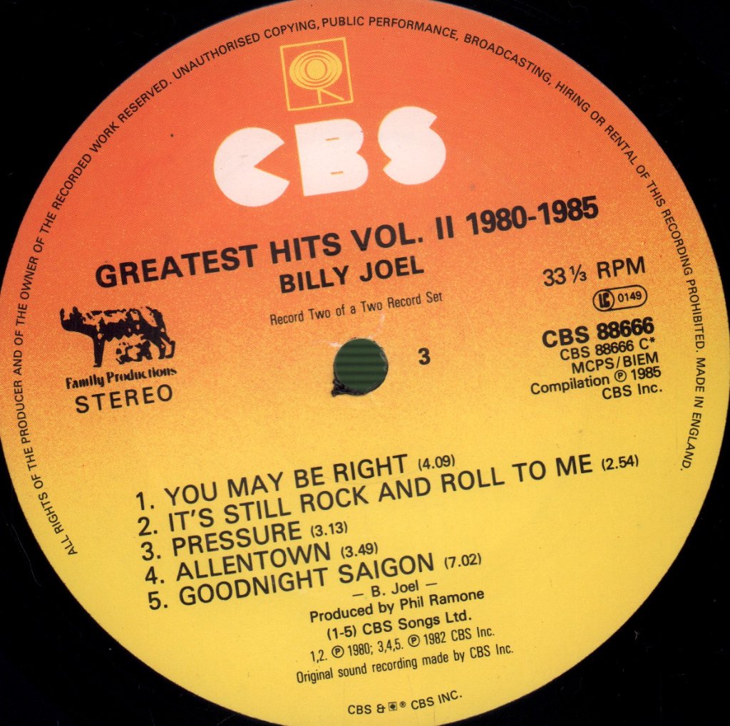 Billy Joel - Greatest Hits Volume 1 And Volume 2 - Double Lp