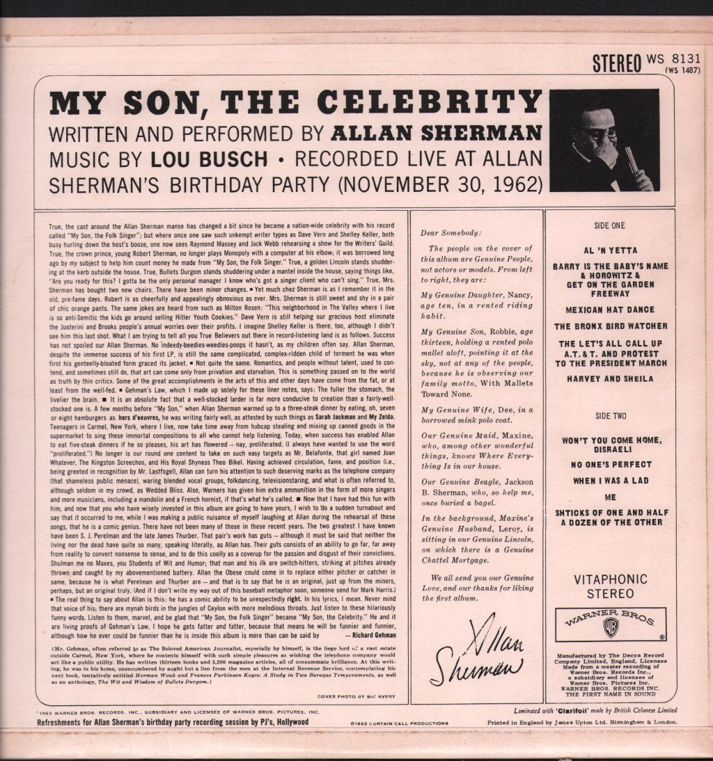 Allan Sherman - My Son, The Celebrity - Lp