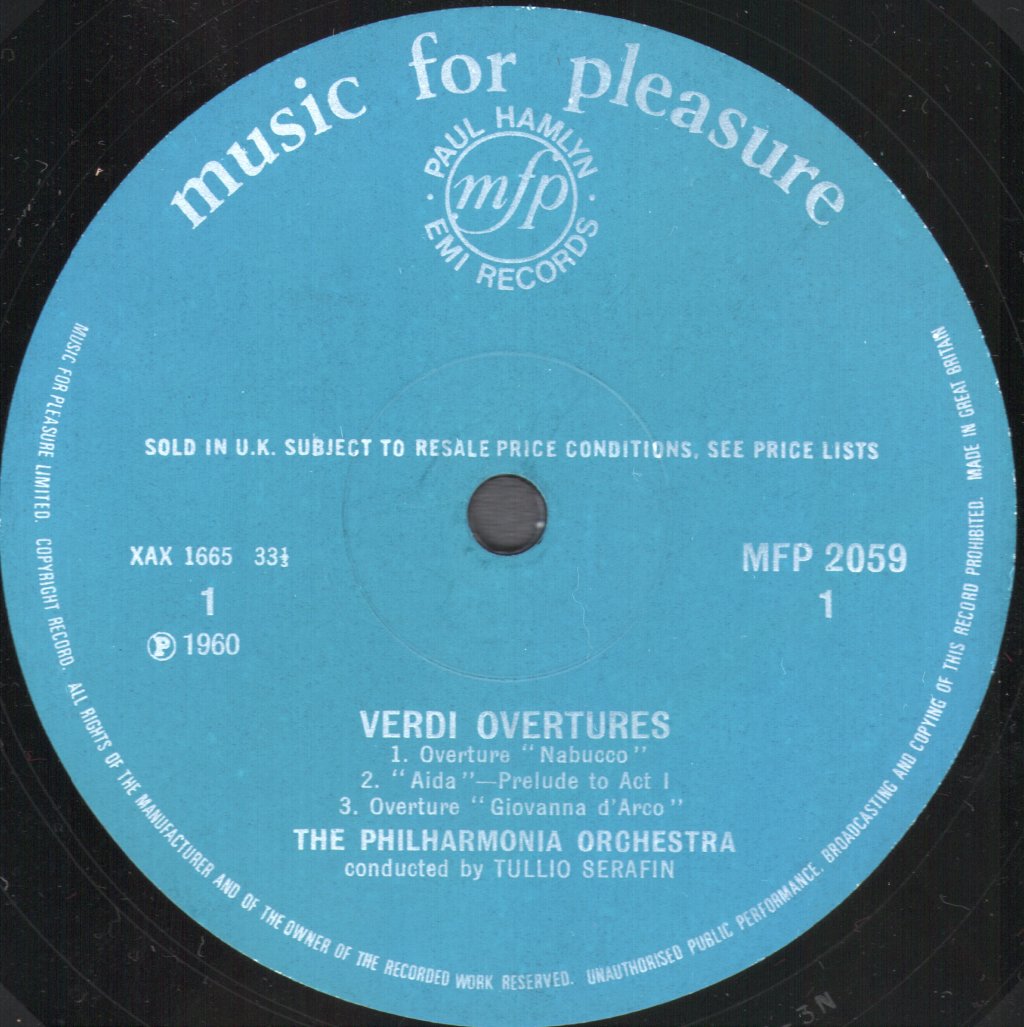 Tullio Serafin / Philharmonia Orchestra / Royal Philharmonic Orchestra - Verdi Overtures - Lp