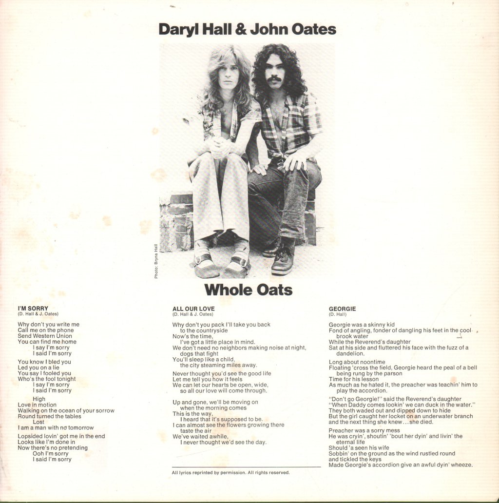 Daryl Hall And John Oates - Whole Oats - Lp