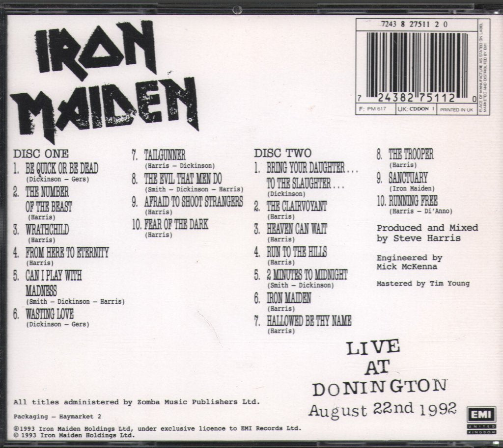 Iron Maiden - Live At Donington - Cd Set