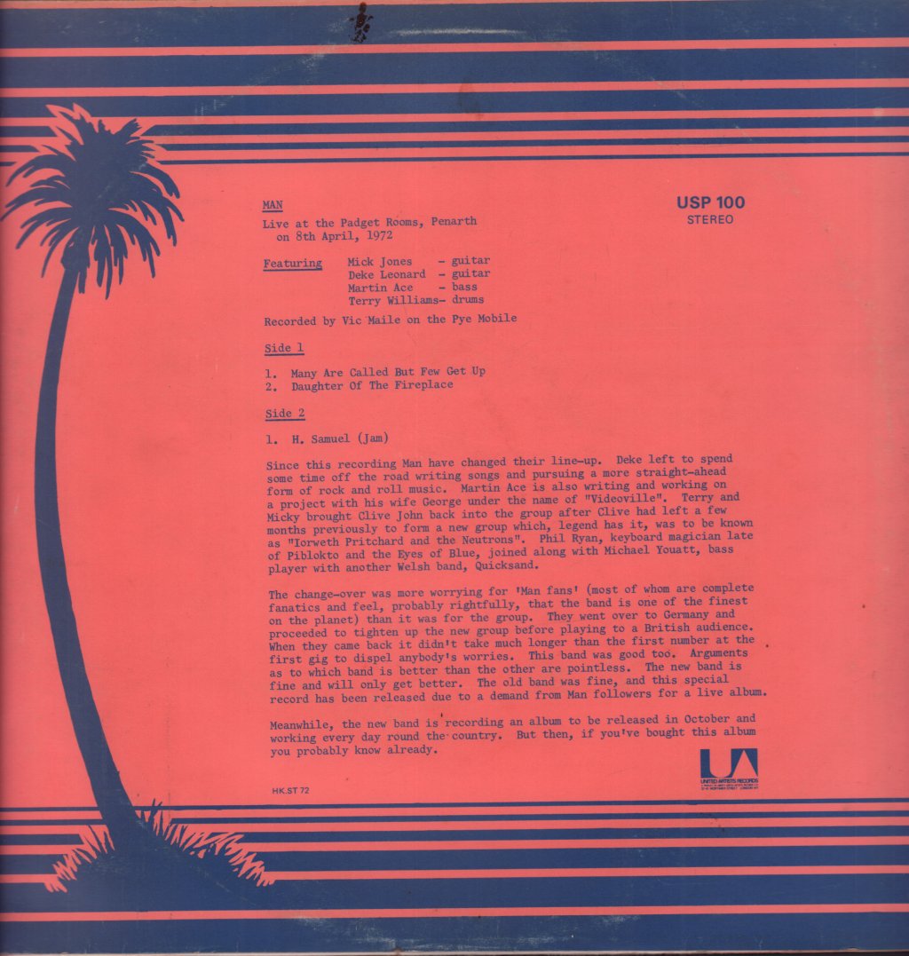 Man (Welsh Progressive Rock Group) - Live At The Padget Rooms Penarth - Lp