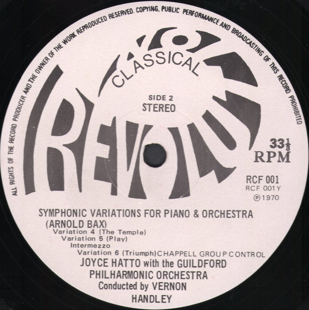 Joyce Hatto / Vernon Handley / Guildford Philharmonic Orchestra - Bax - Symphonic Variations - Lp
