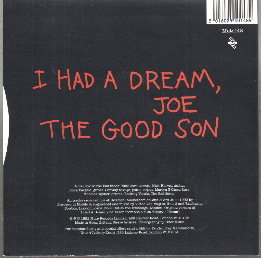 Nick Cave & The Bad Seeds - I Had A Dream, Joe (Live Version) - 7 Inch