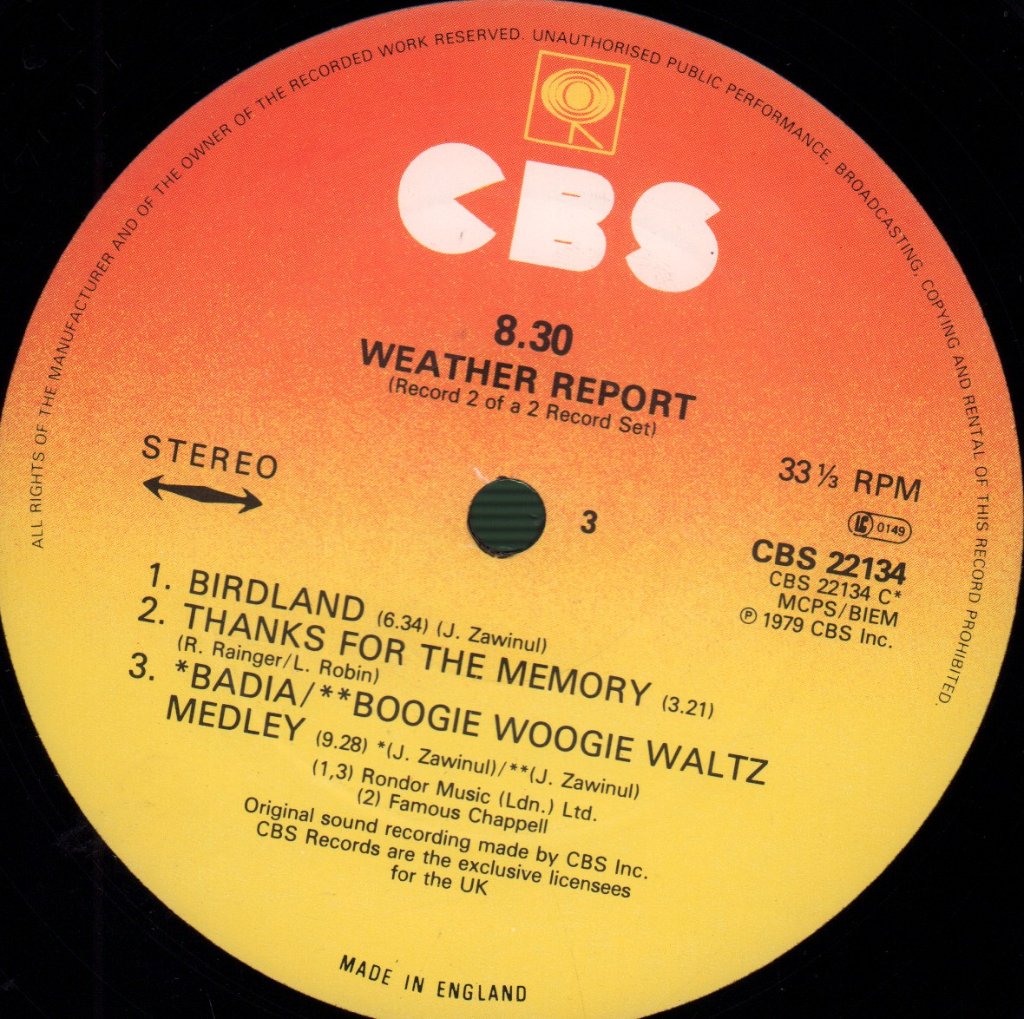 Weather Report - 8:30 - Double Lp