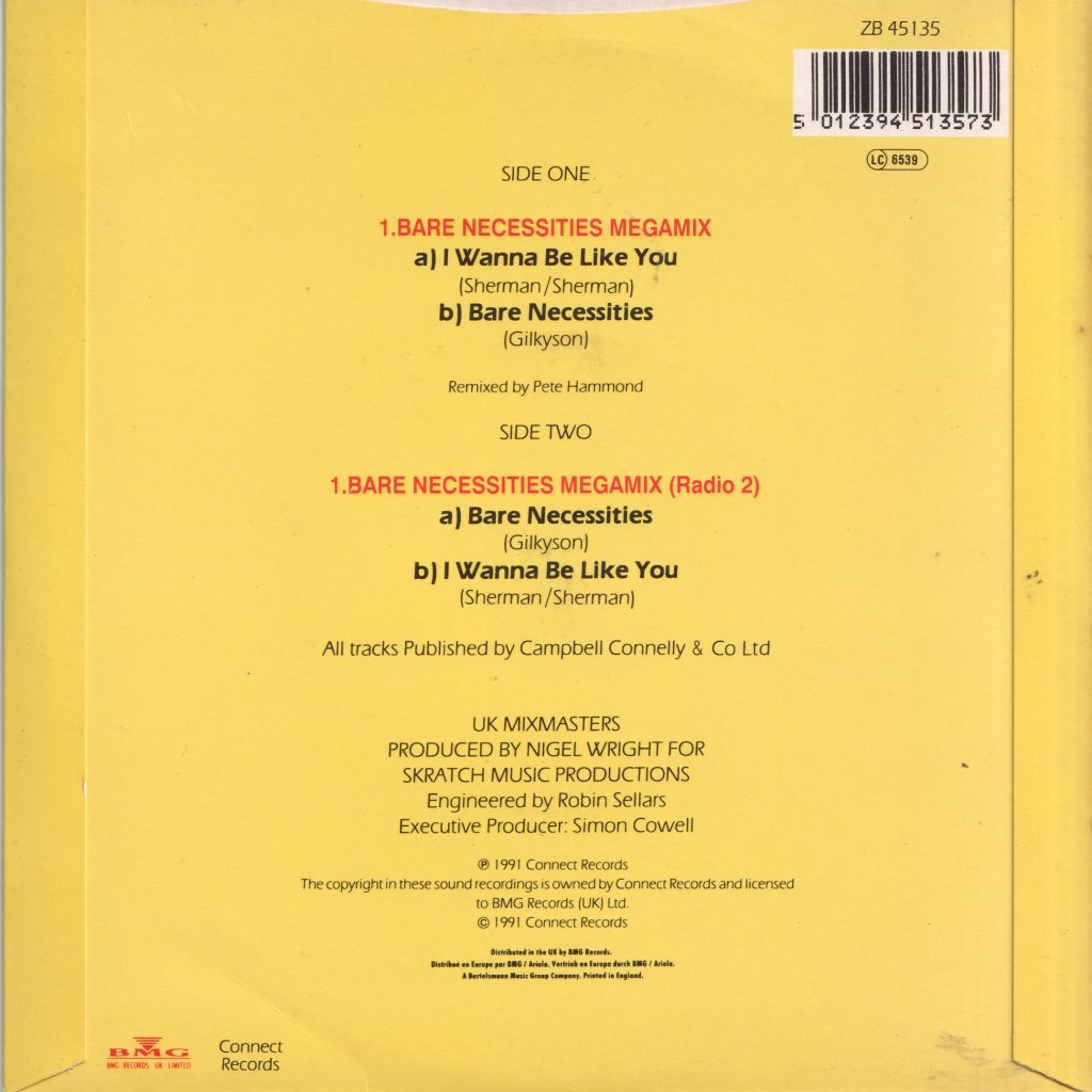 Uk Mixmasters - Bare Necessities Megamix - 7 Inch