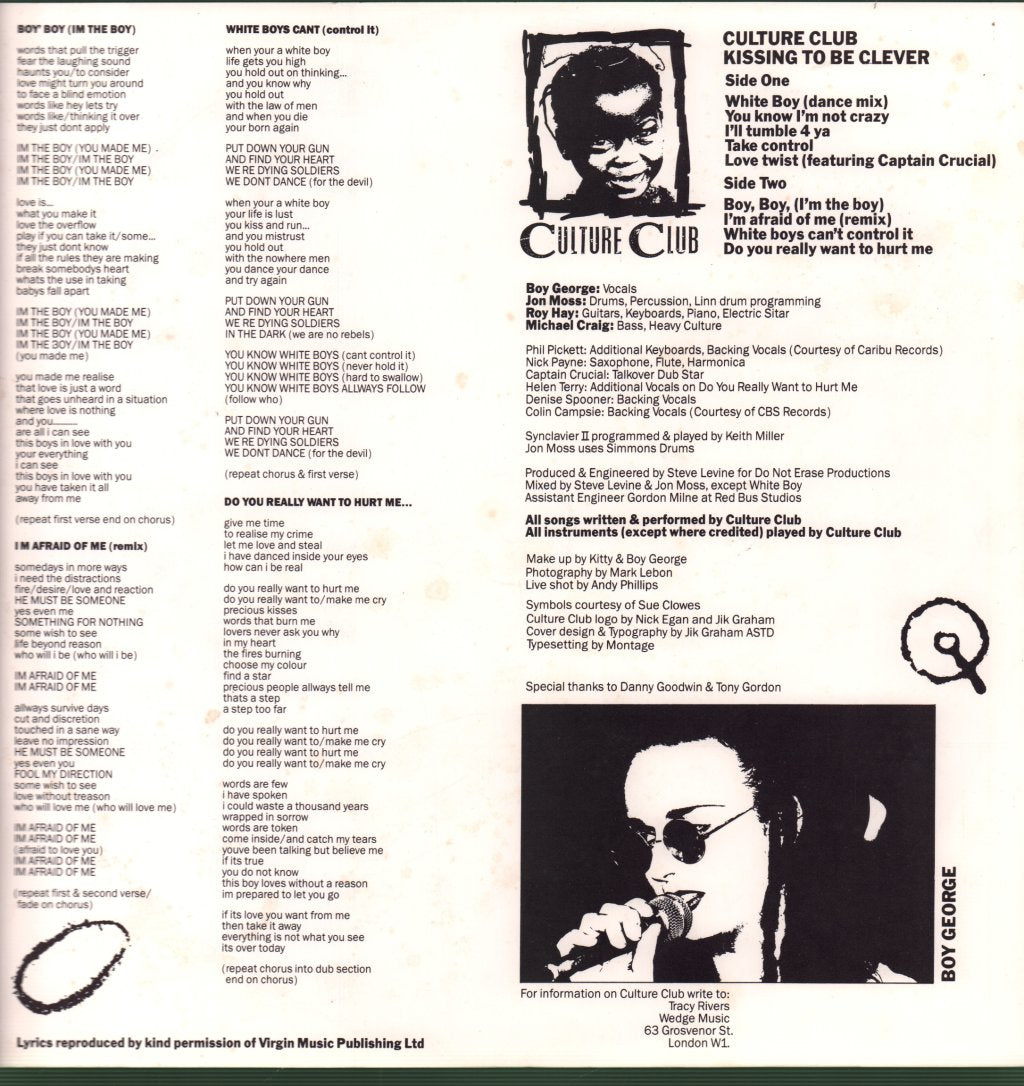 Culture Club - Kissing To Be Clever - Lp