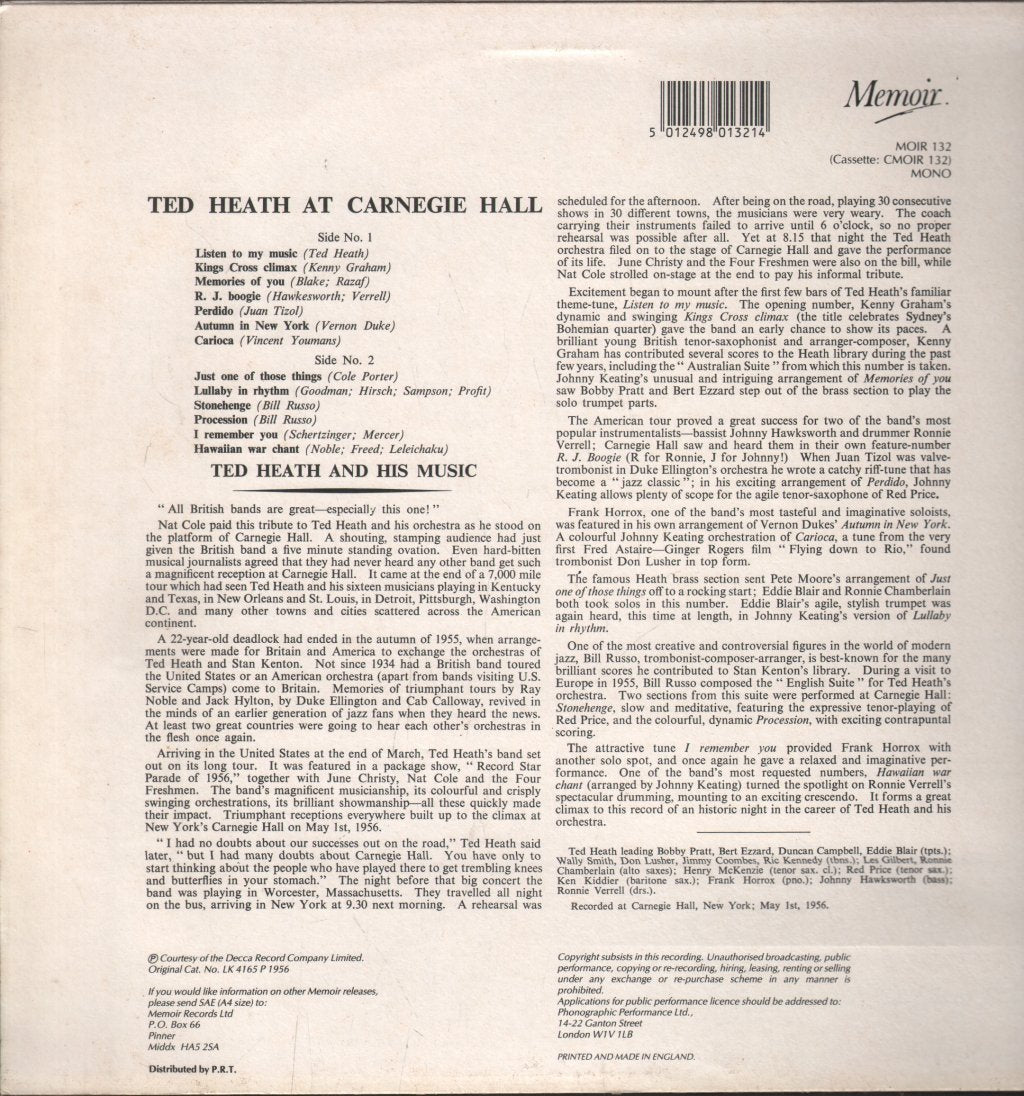 Ted Heath - Ted Heath At Carnegie Hall - Lp