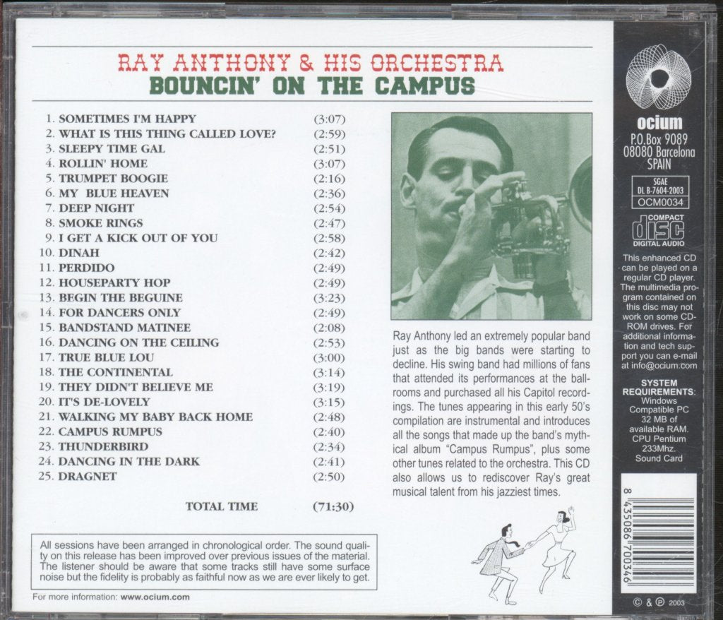 Ray Anthony and His Orchestra - Bouncin' On The Campus - Cd