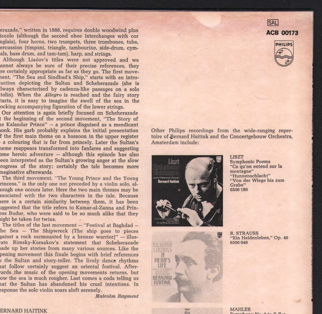 Bernard Haitink / London Philharmonic Orchestra - Rimsky-Korsakov - Scheherazade, Op. 35 - Lp