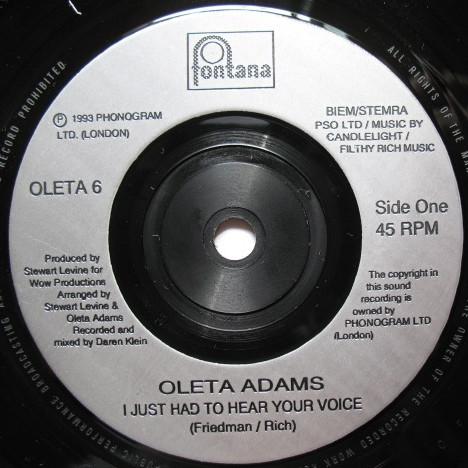 Oleta Adams - I Just Had To Hear Your Voice - 7 Inch