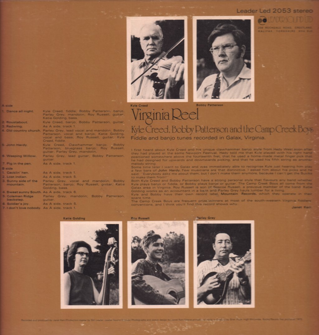Kyle Creed, Bobby Patterson and The Camp Creek Boys - Virginia Reel - Lp