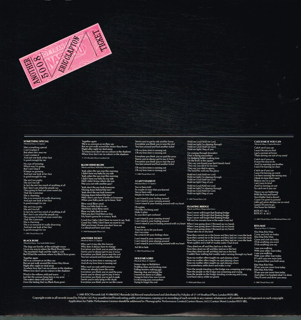Eric Clapton - Another Ticket - Lp