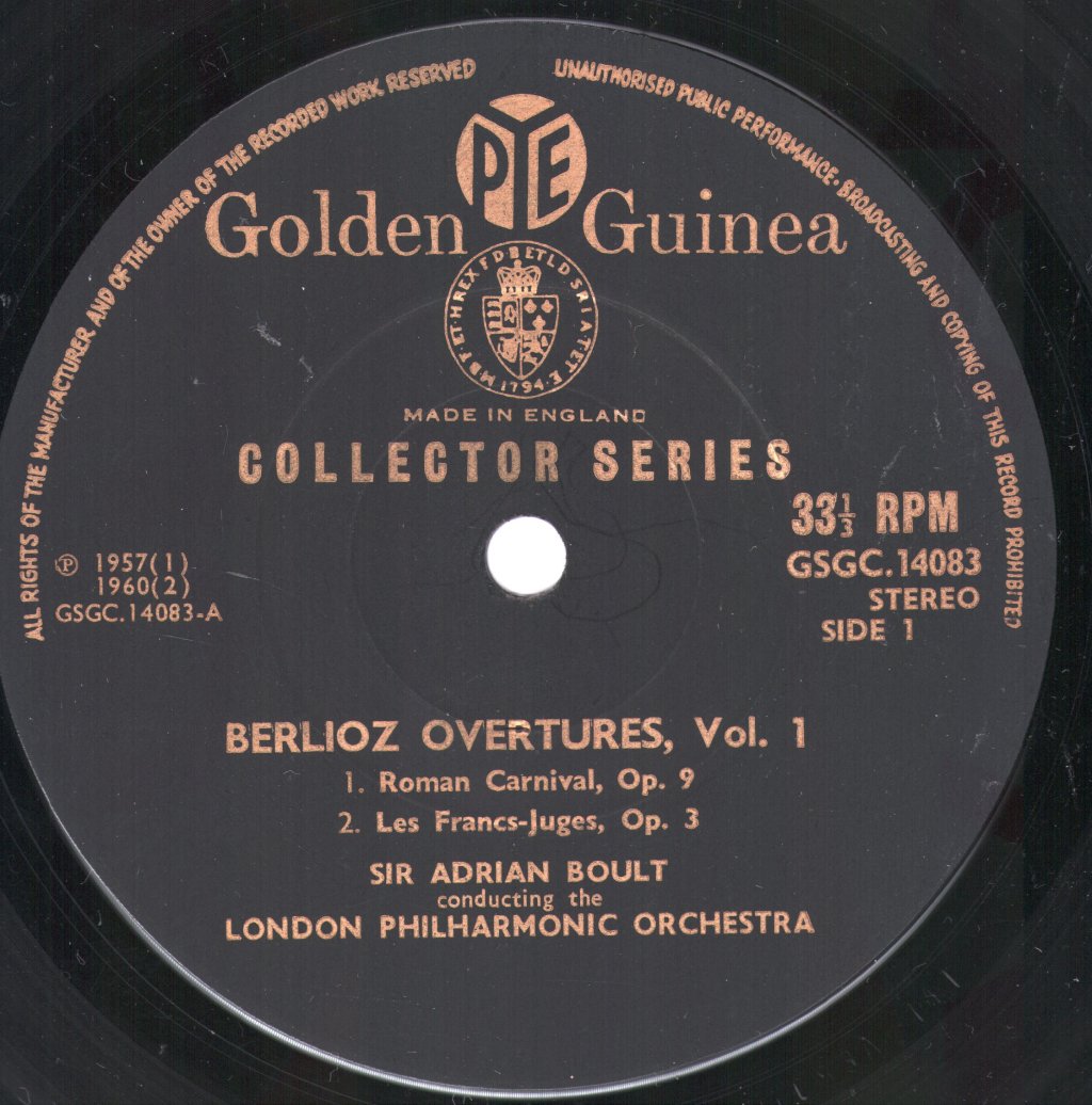 Sir Adrian Boult / London Philharmonic Orchestra - Berlioz Overtures, Vol. 1 - Lp