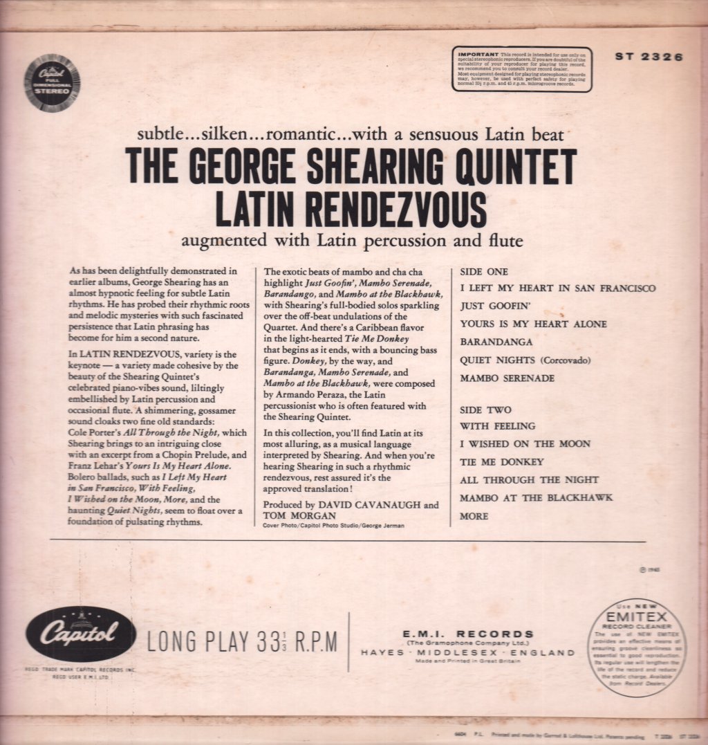 George Shearing Quintet - Latin Rendezvous - Lp