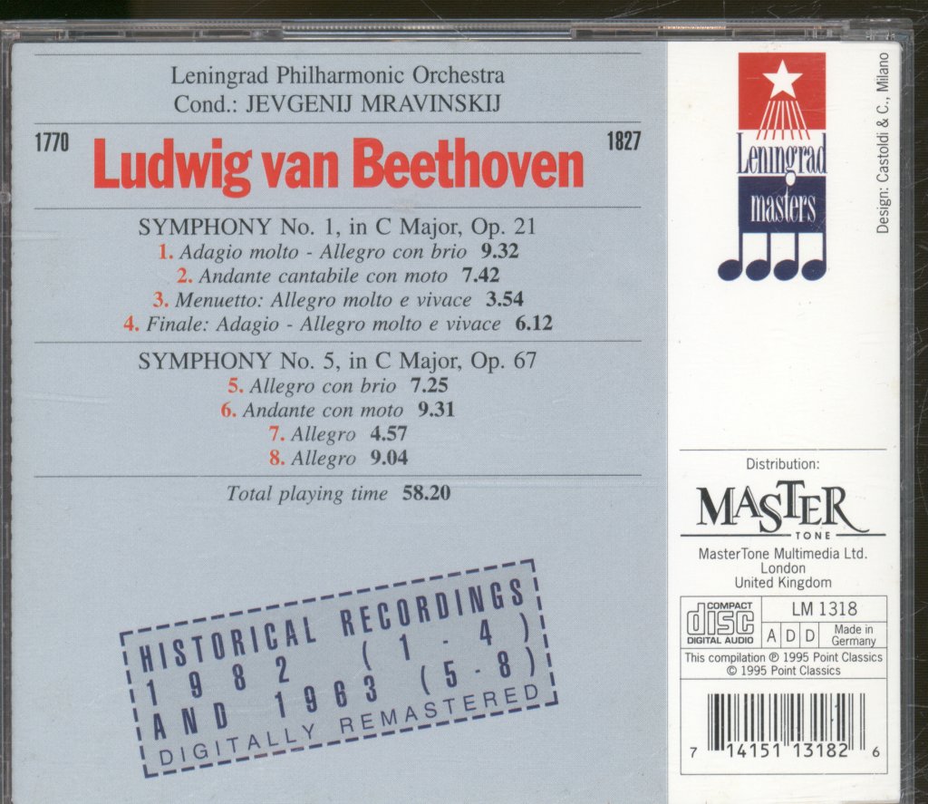 Evgeny Mravinsky, Leningrad Philharmonic Orchestra - Beethoven - Symphonies Nos. 1 & 5 - Cd