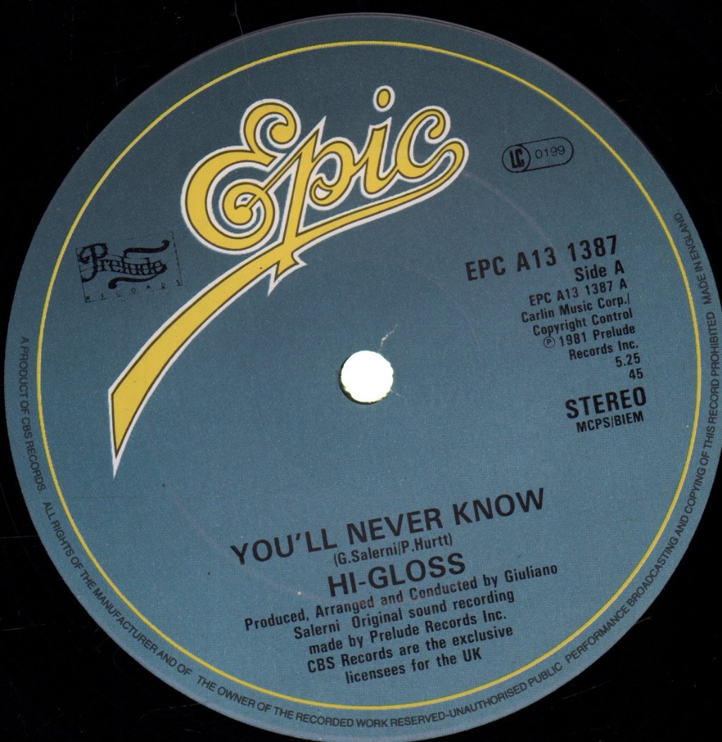 Hi Gloss - You'll Never Know - 12 Inch