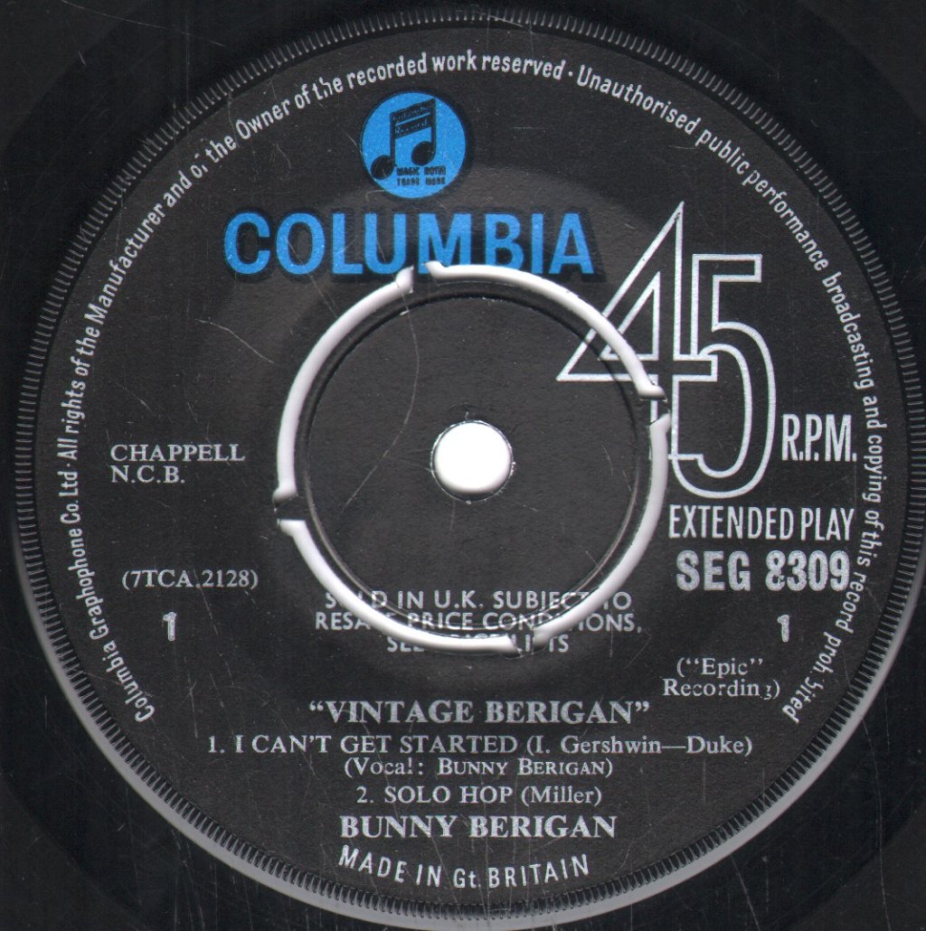 Bunny Berigan - Vintage Berigan - 7 Inch