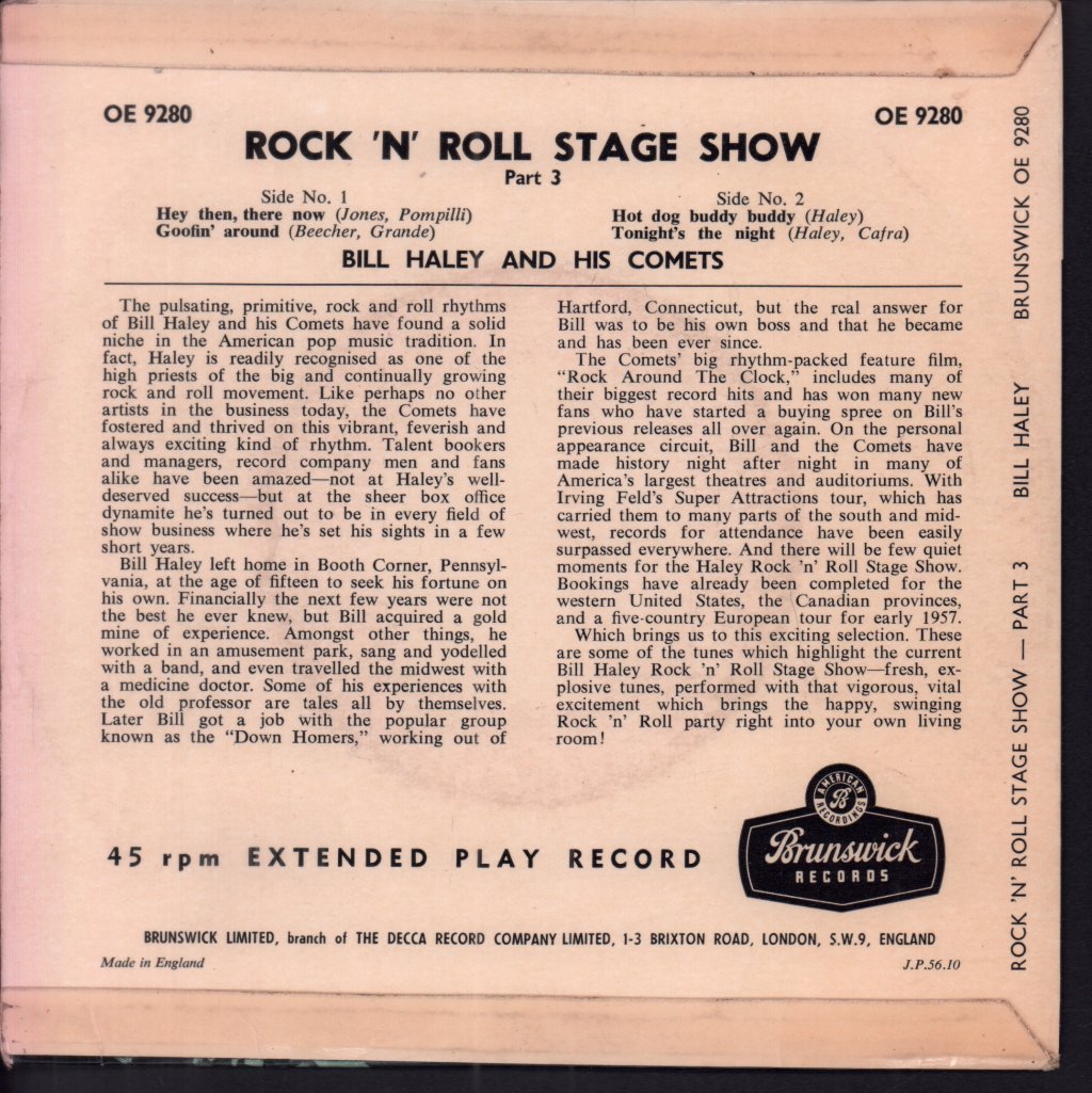 Bill Haley And His Comets - Rock N Roll Stage Show Part 3 - 7 Inch