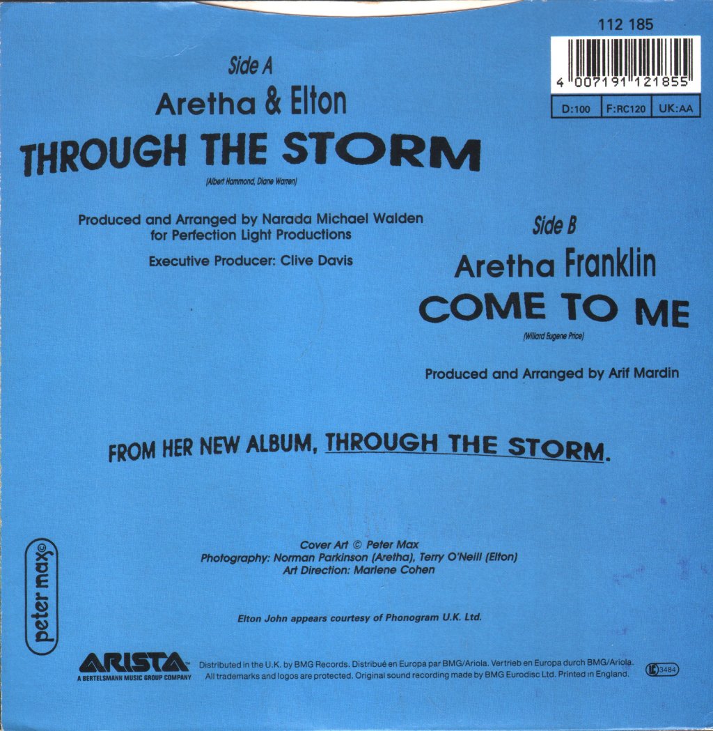 Aretha Franklin And Elton John - Through The Storm - 7 Inch