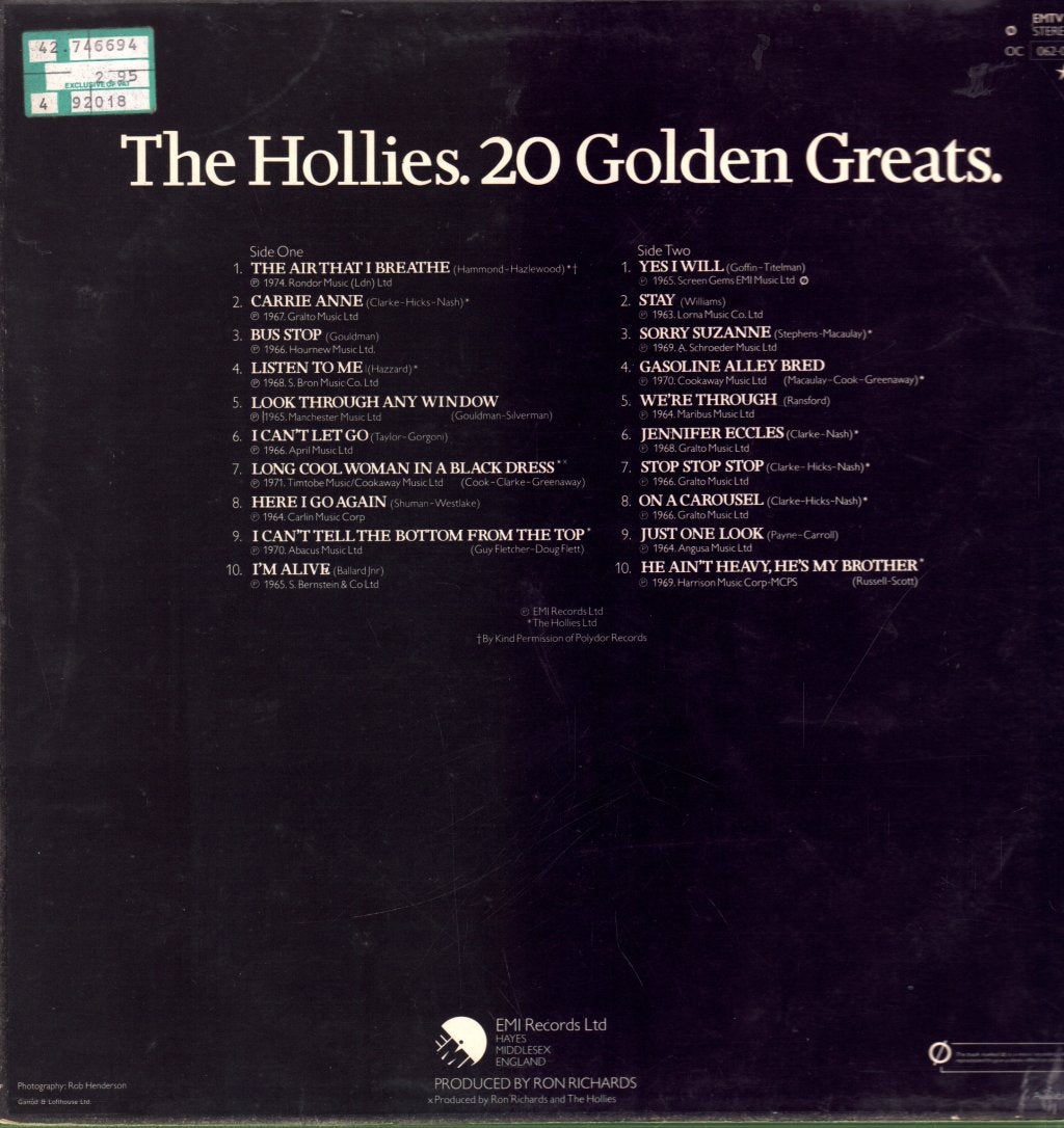 Hollies - 20 Golden Greats - Lp