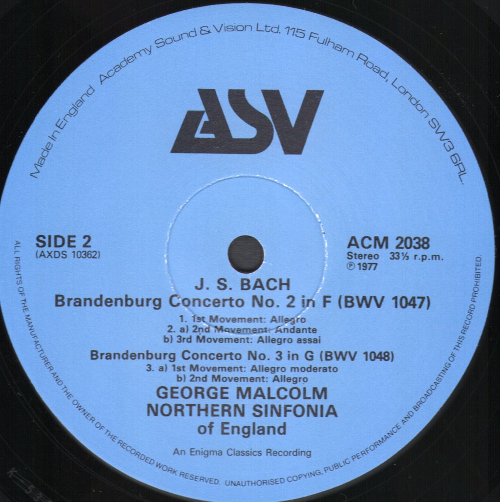 George Malcolm / Northern Sinfonia Of England - J.S. Bach - Complete Brandenburg Concertos - Double Lp