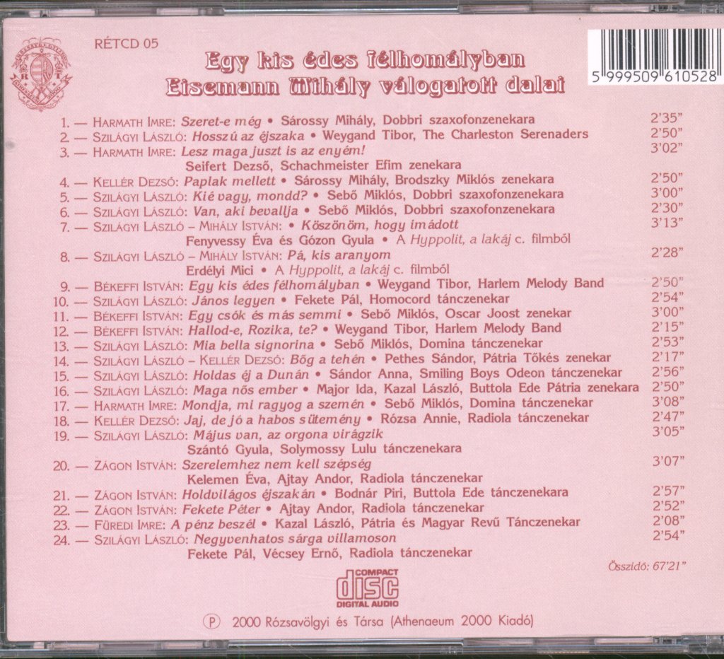 Various Artists - Egy Kis Édes Félhomályban - Eisemann Mihály Válogatott Dalai - Cd
