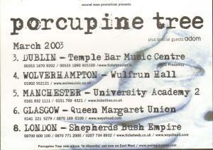 Porcupine Tree - March 2003 - Card
