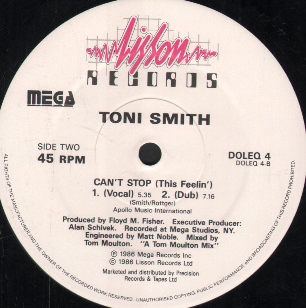 Toni Smith - Can't Stop (This Feelin') - 12 Inch