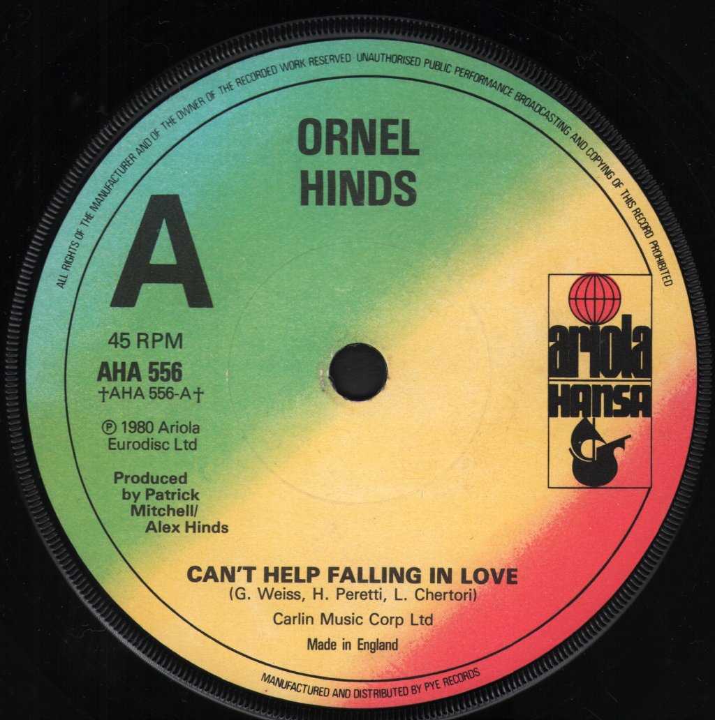 Ornel Hinds - Can't Help Falling In Love - 7 Inch