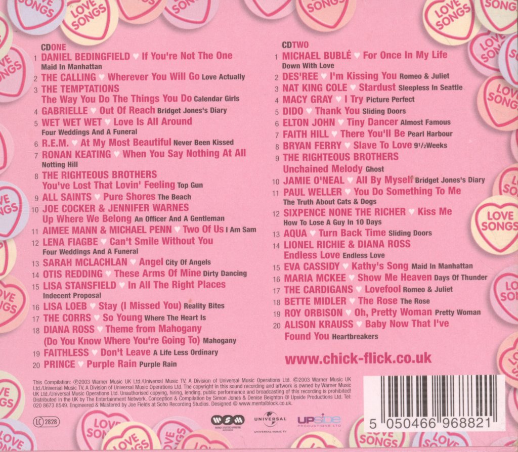 Various Artists - Ultimate Chick Flick Love Songs - Double Cd