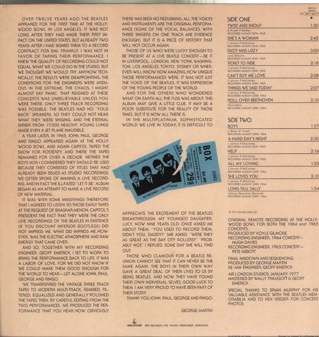 Beatles - At The Hollywood Bowl - Lp