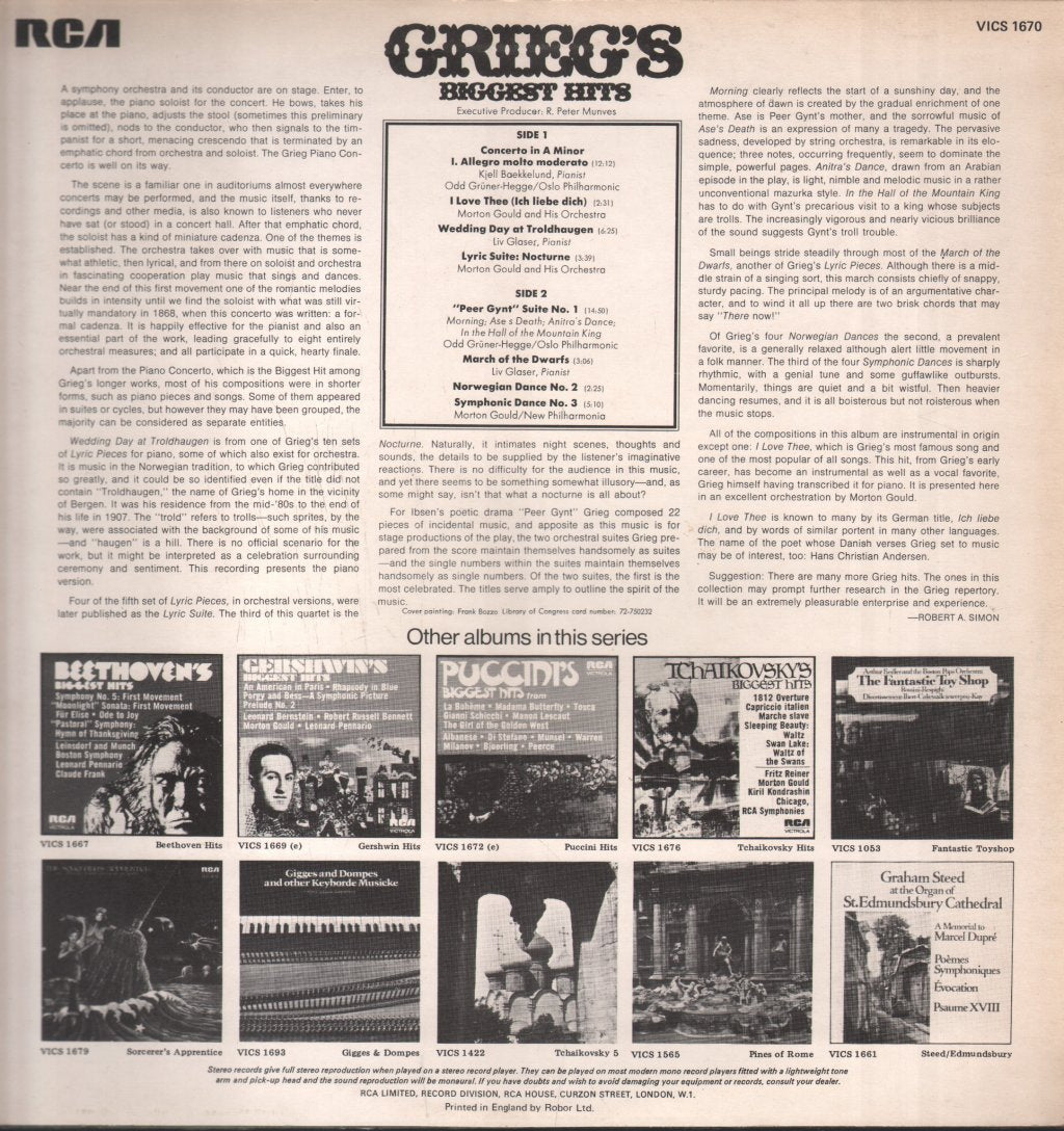 Edvard Grieg - Grieg's Biggest Hits - Lp