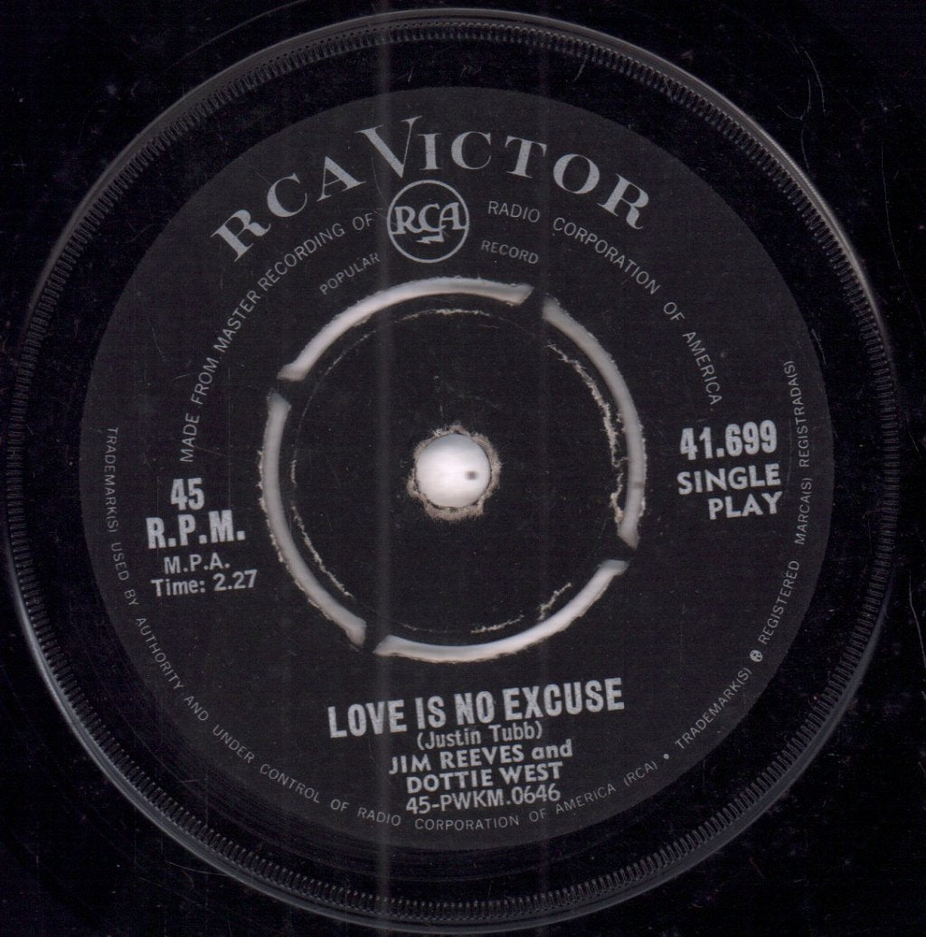 jim reeves and dottie west - Love Is No Excuse - 7 Inch