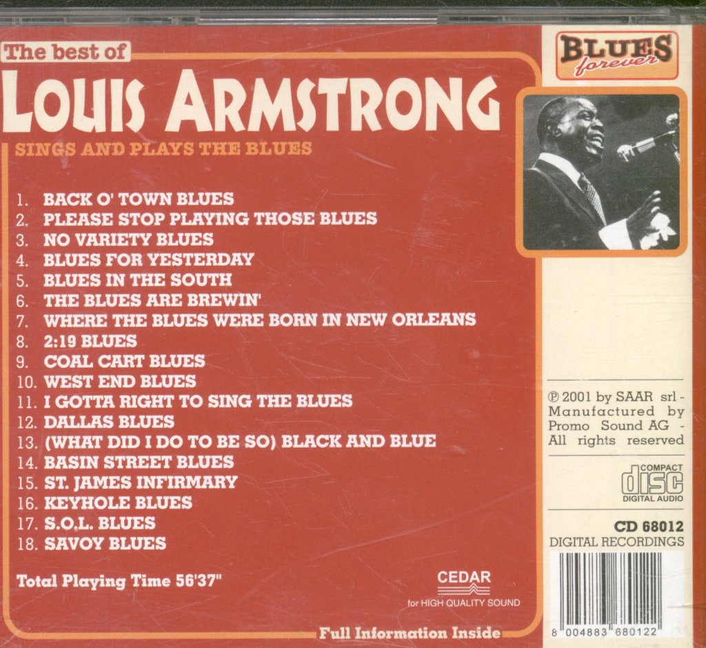 Louis Armstrong - Best Of - Louis Armstrong Sings And Plays The Blues - Cd