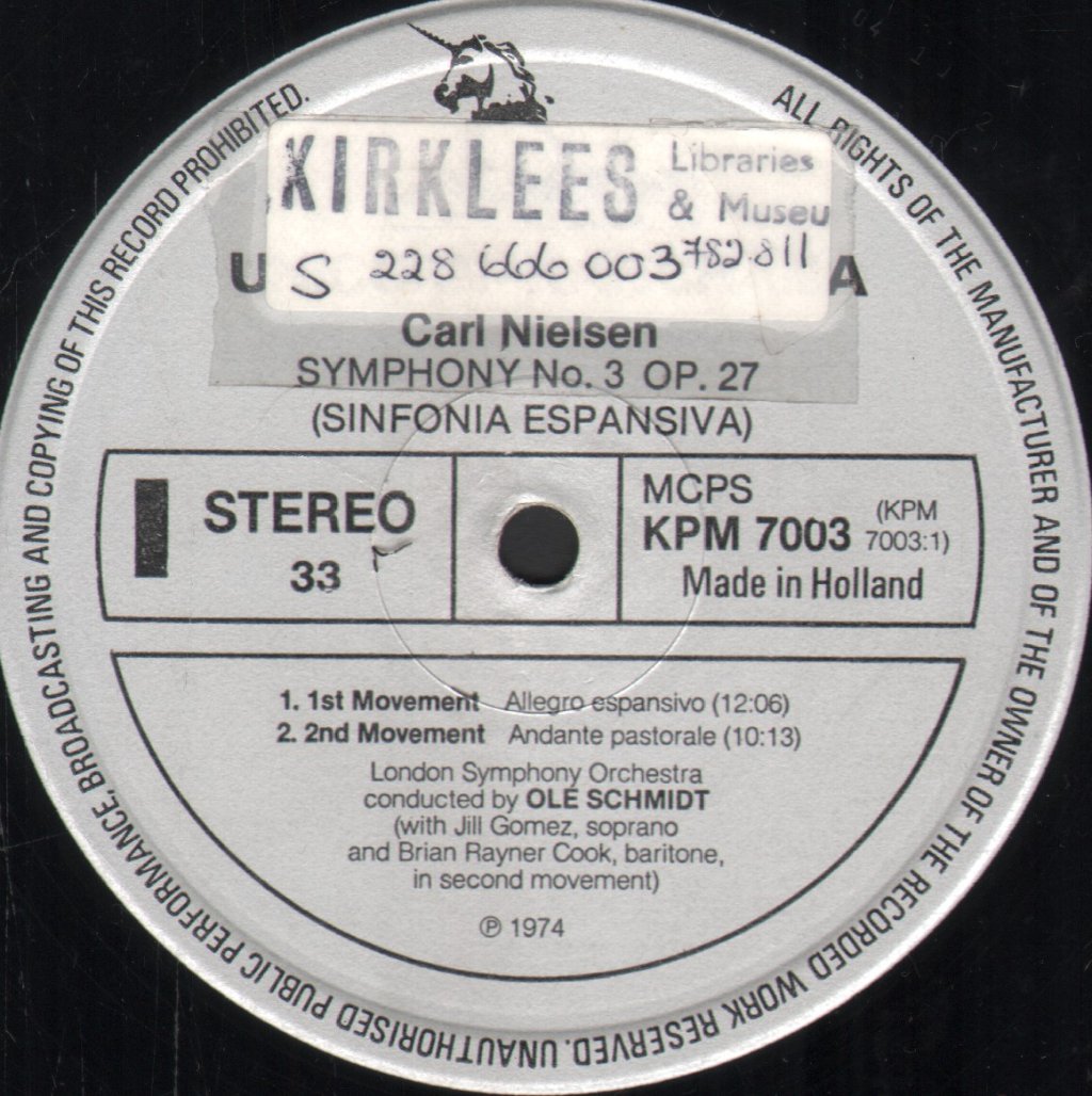 London Symphony Orchestra / Ole Schmidt - Carl Nielsen - Symphony No. 3 - Lp