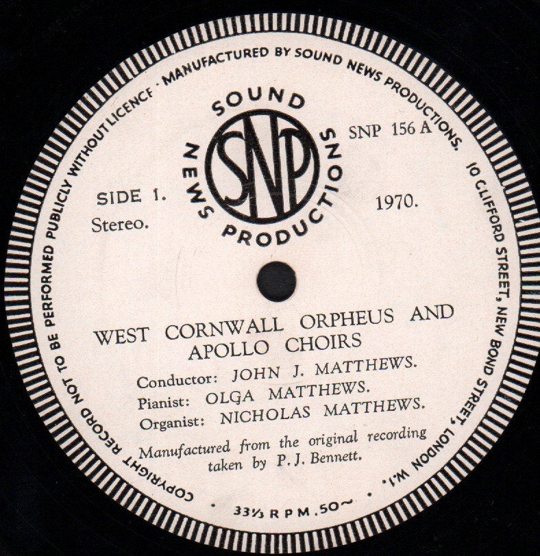 west cornwall orpheus and apollo choirs - Cornwall's Ambassadors Of Song - Lp