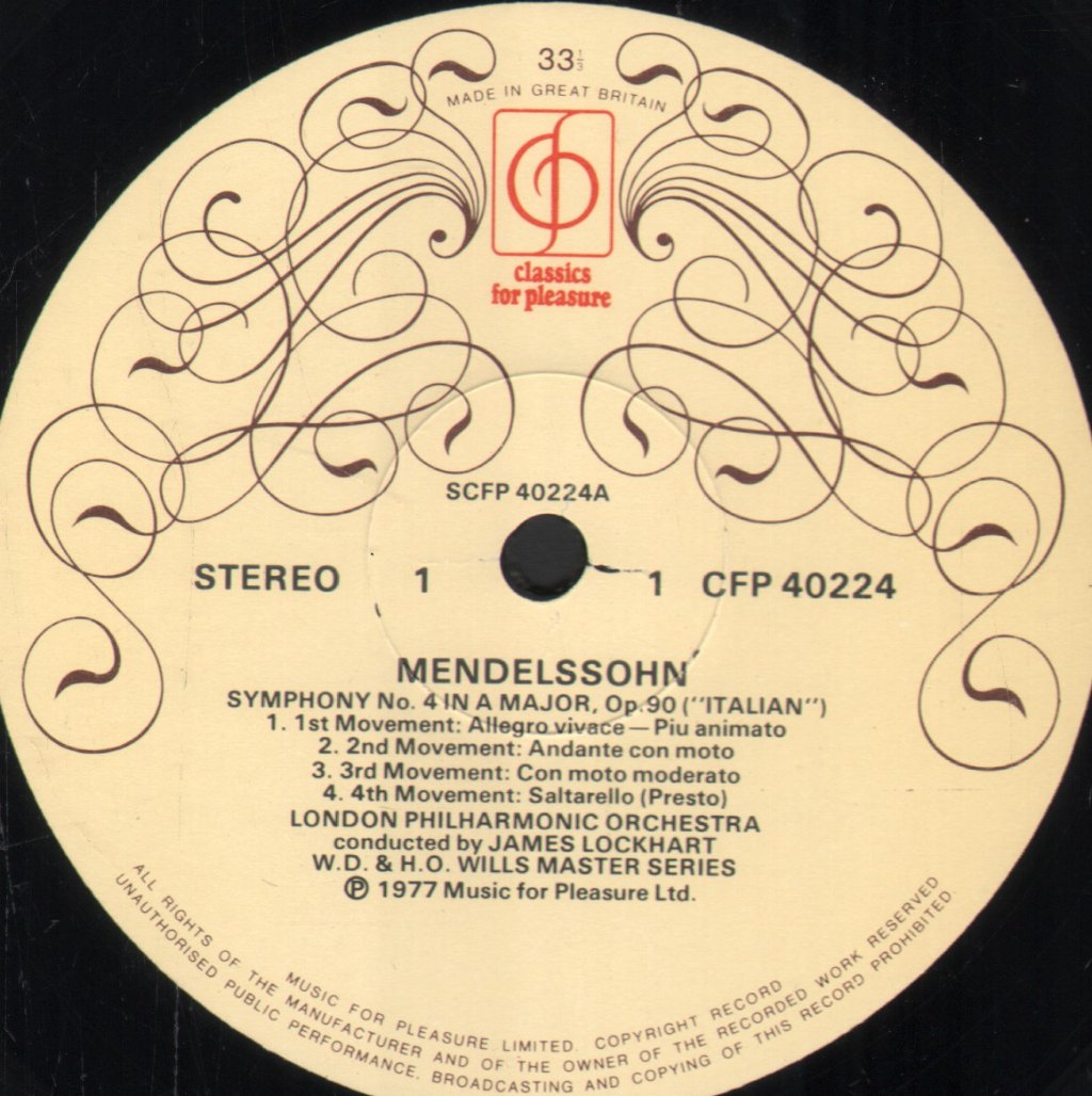 James Lockhart / London Philharmonic Orchestra - Mendelssohn - A Midsummer Night's Dream / Symphony No. 4 - Lp