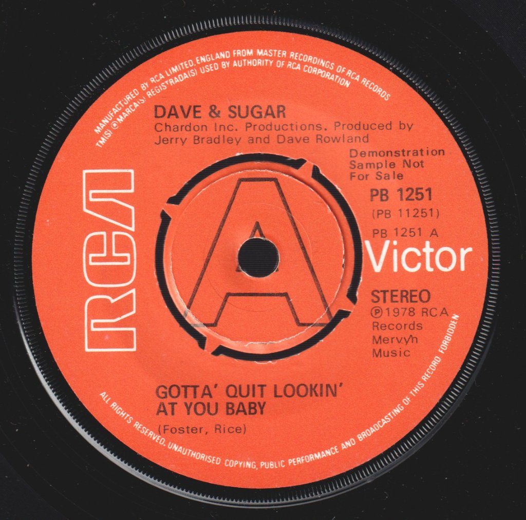 Dave And Sugar - Gotta Quit Lookin' At You Baby - 7 Inch