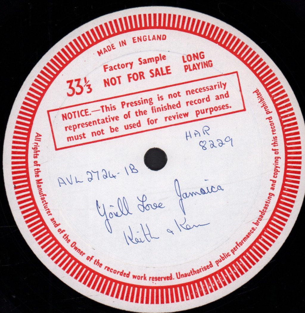 Keith & Ken With The Jamaican Steel Band - You'll Love Jamaica - Lp