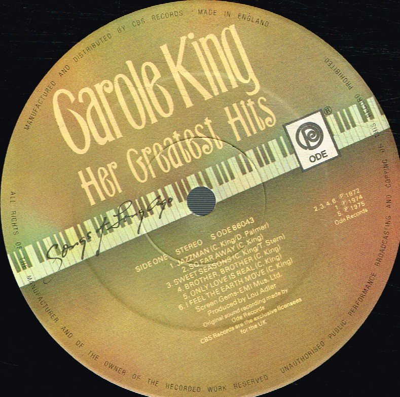 Carole King - Her Greatest Hits (Songs Of Long Ago) - Lp