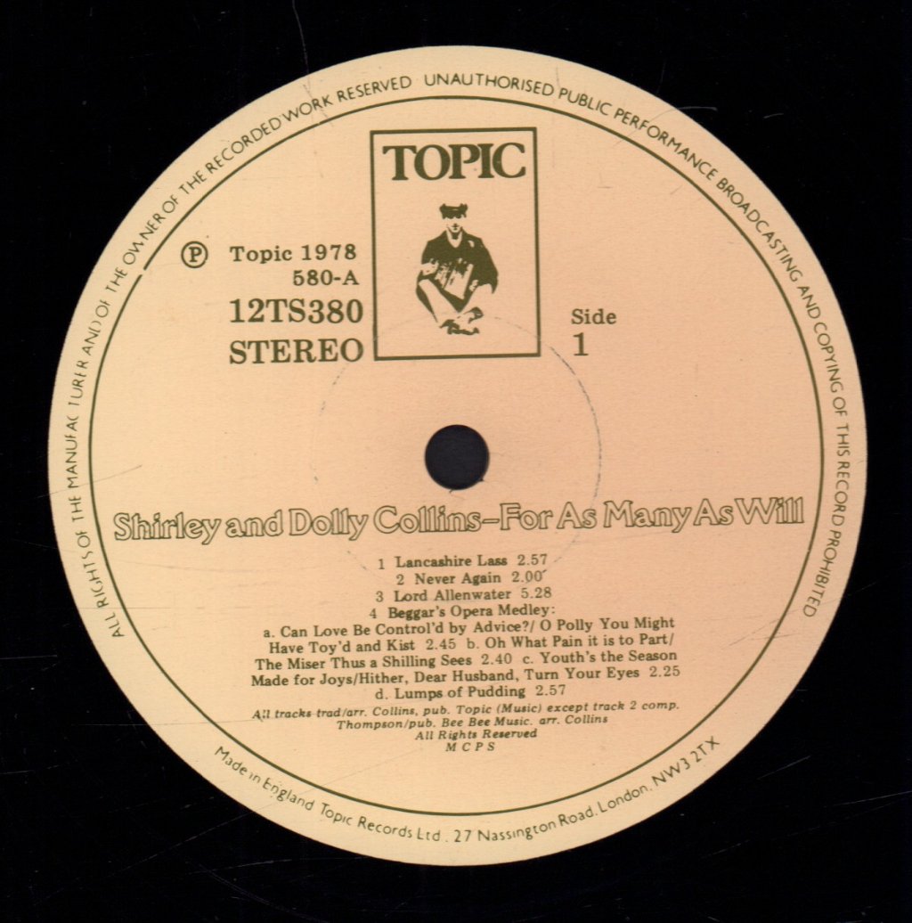 Shirley And Dolly Collins - For As Many As Will - Lp
