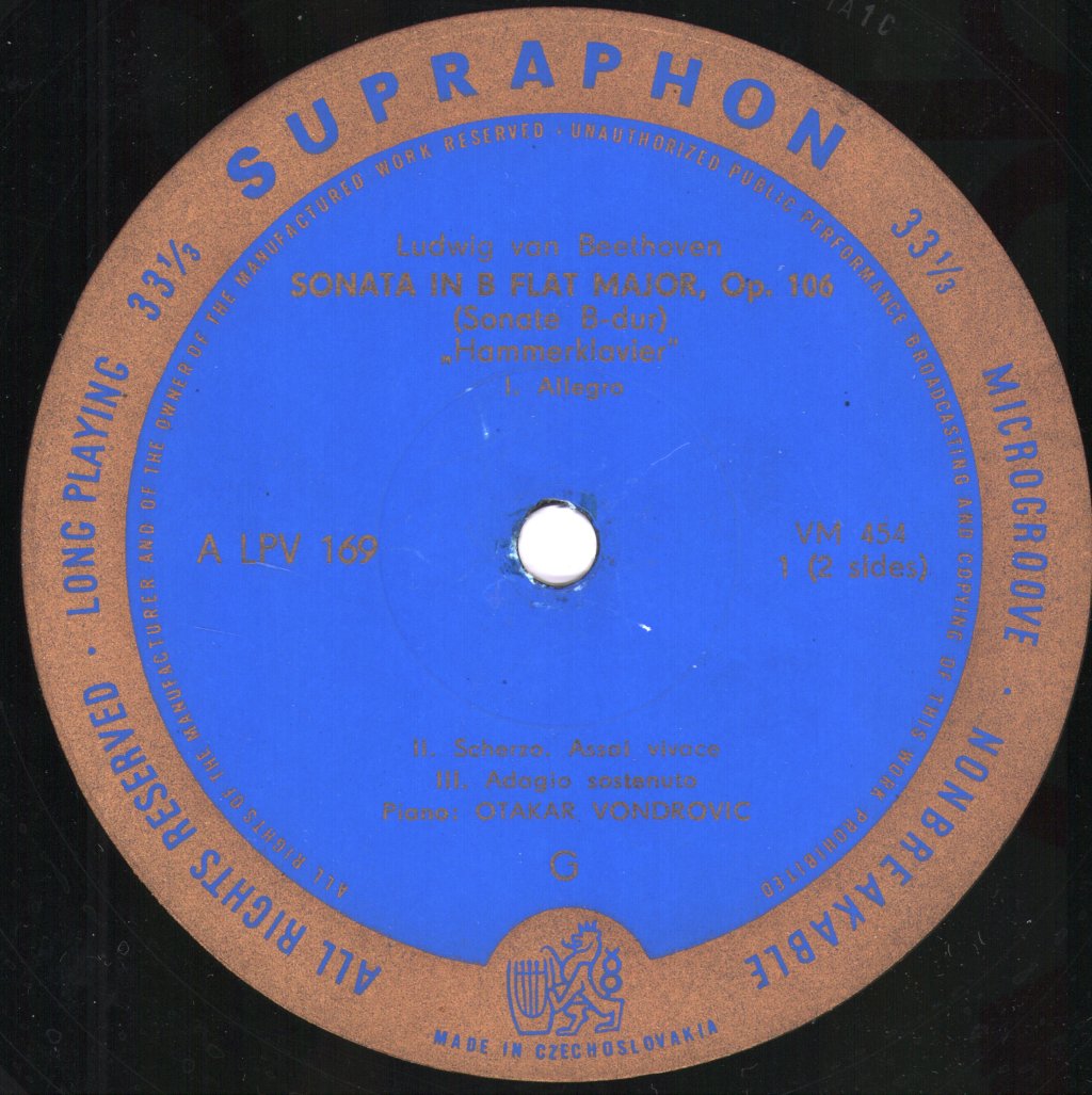 Otakar Vondrovic - Beethoven Hammerklavier - Lp