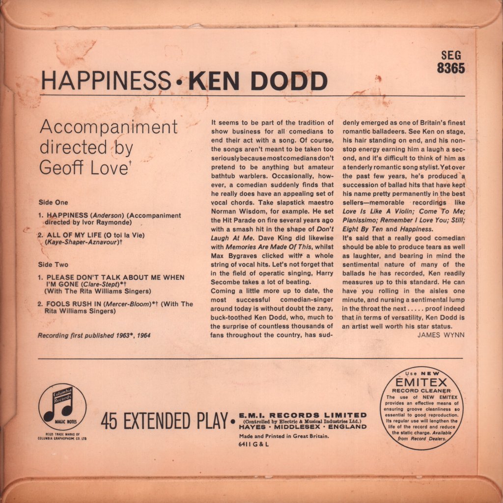 Ken Dodd - Happiness - 7 Inch