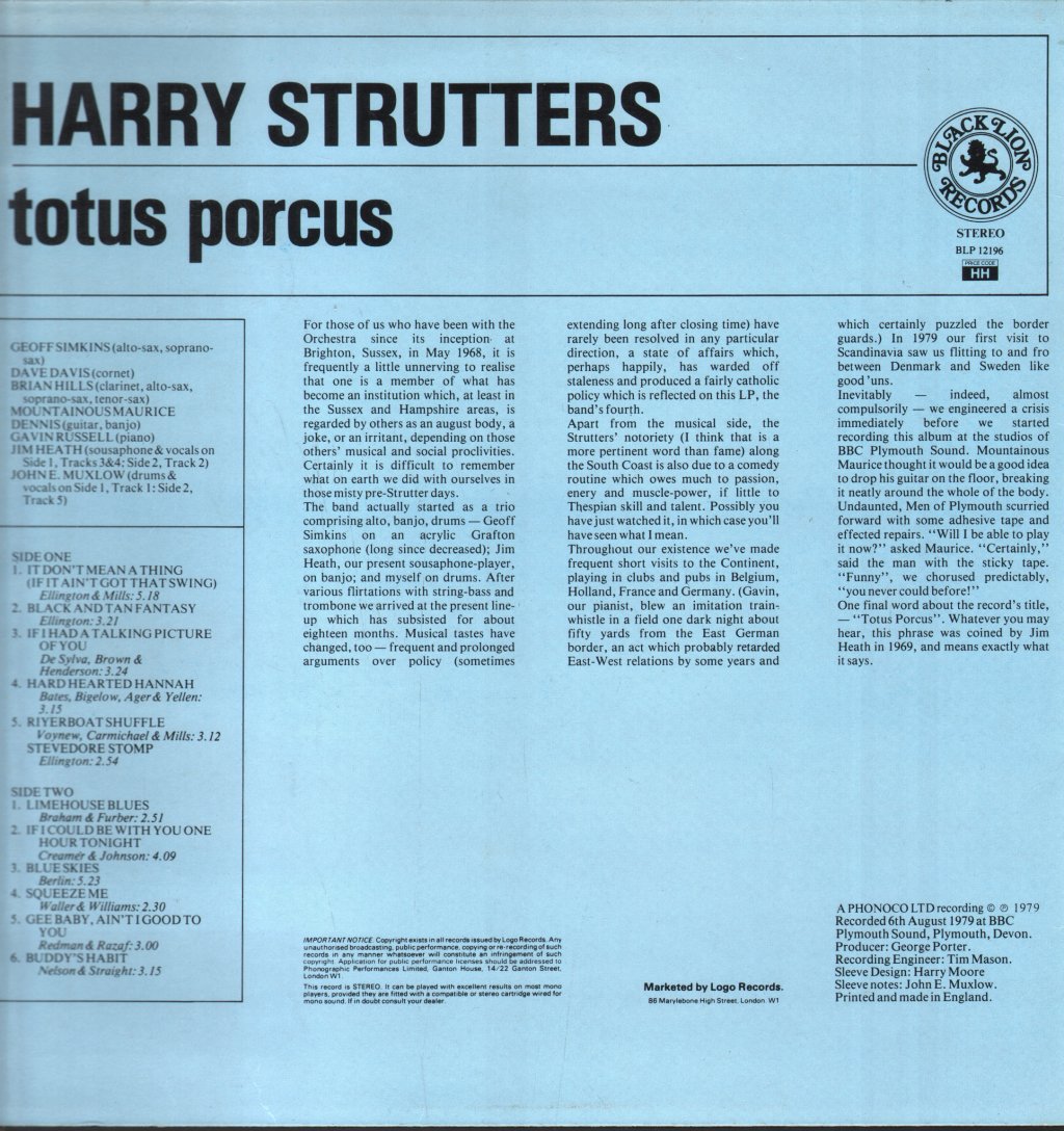 Harry Strutters - Totus Porcus - Lp
