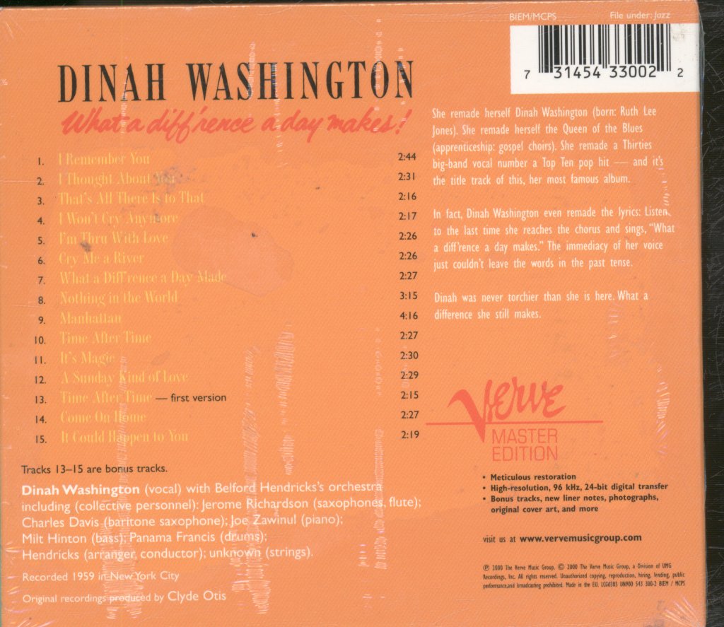 Dinah Washington - What A Diff'rence A Day Makes! - Cd