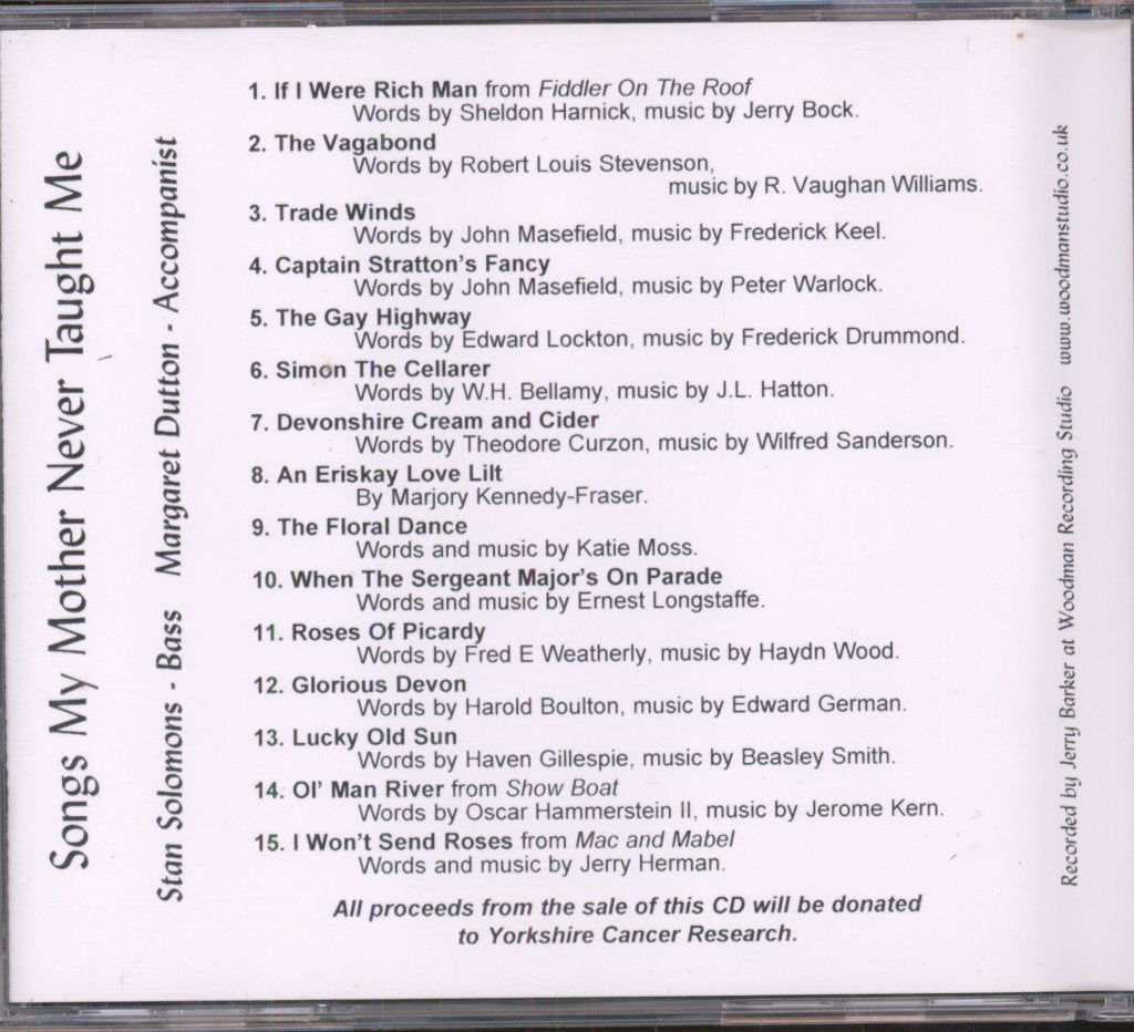 Stan Solomons, Margaret Dutton - Songs My Mother Never Taught Me - Cdr
