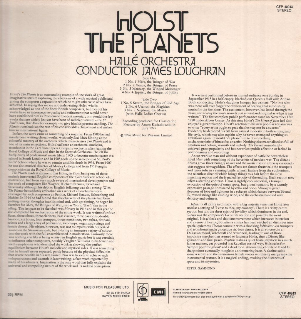 James Loughran / Halle Orchestra - Holst The Planets - Lp