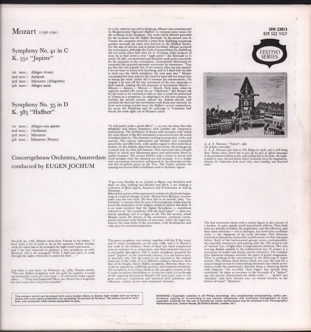 Eugen Jochum / Concertgebouw Orchestra, Amsterdam - Mozart - Symphony No 41 - "Jupiter" & 35 "Haffner" - Lp
