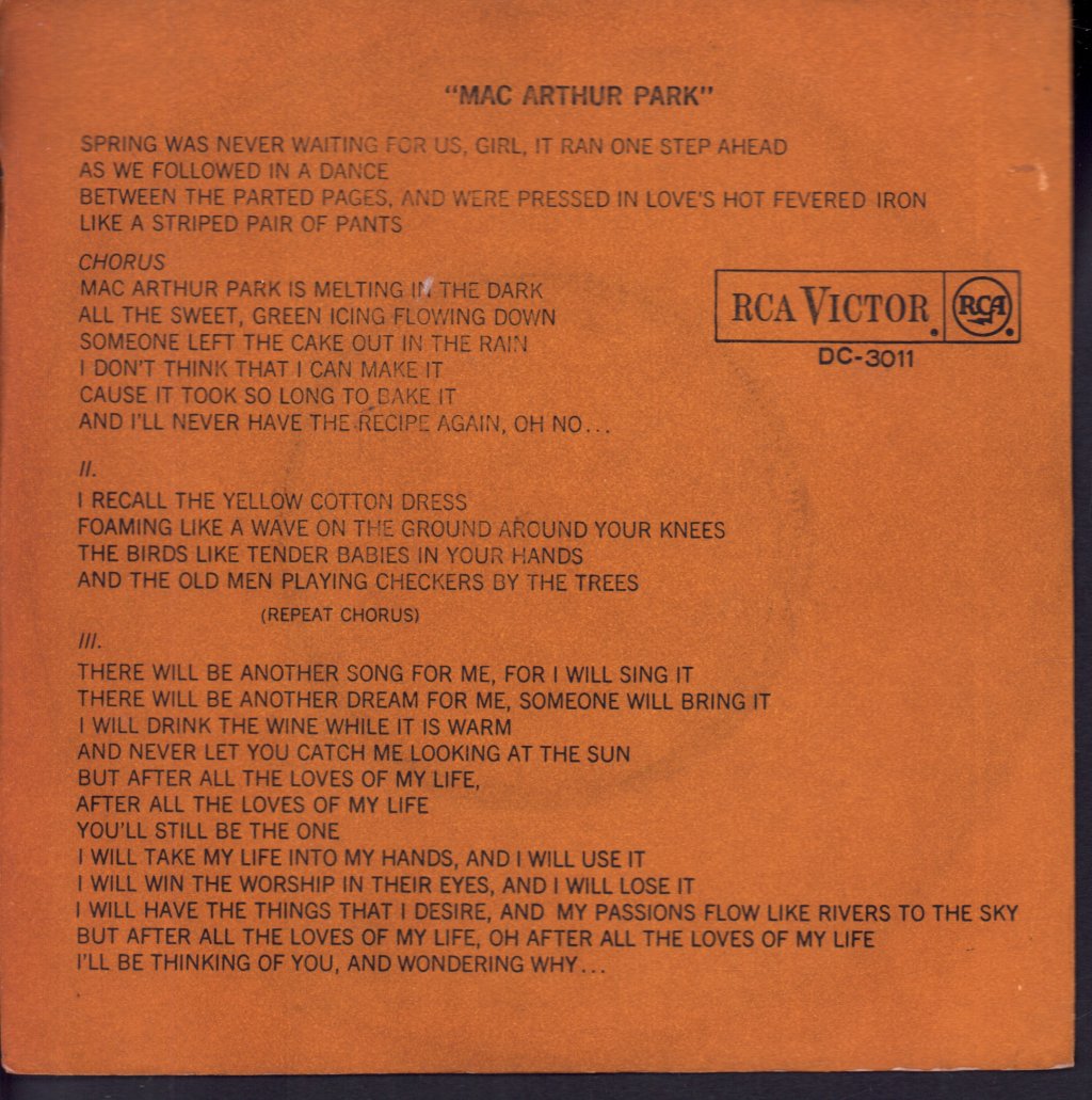 Richard Harris - Mac Arthur Park - 7 Inch